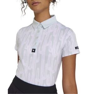 BAD BIRDIE | Desert Cactus White & Green Golf Polo Shirt Women’s Size X-Large